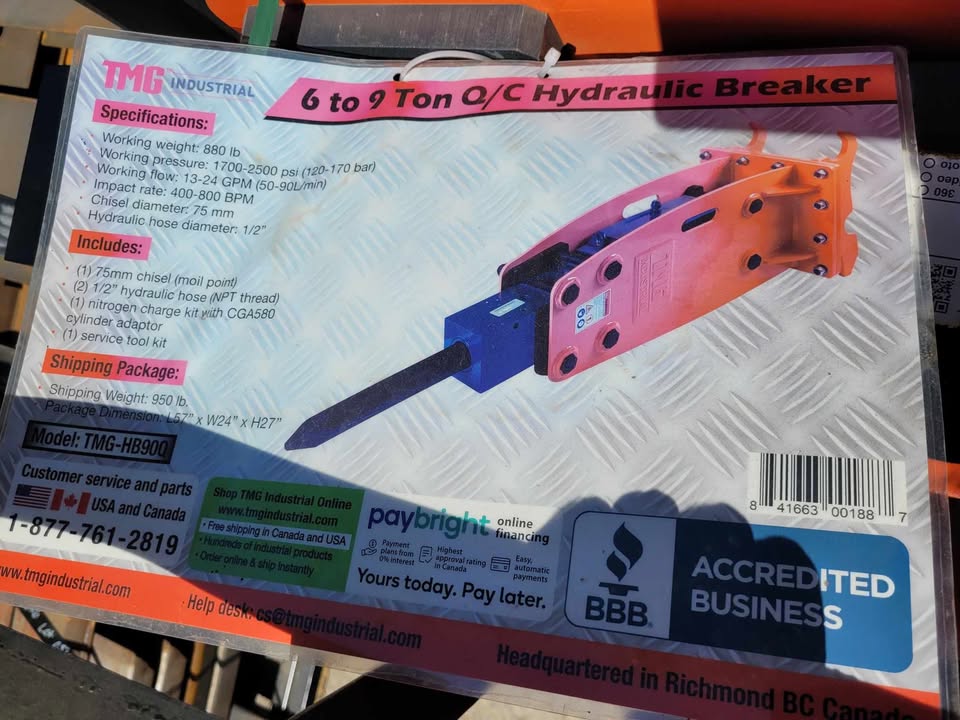 TMG 6-9 Ton Breaker for Excavators - $2,400.00